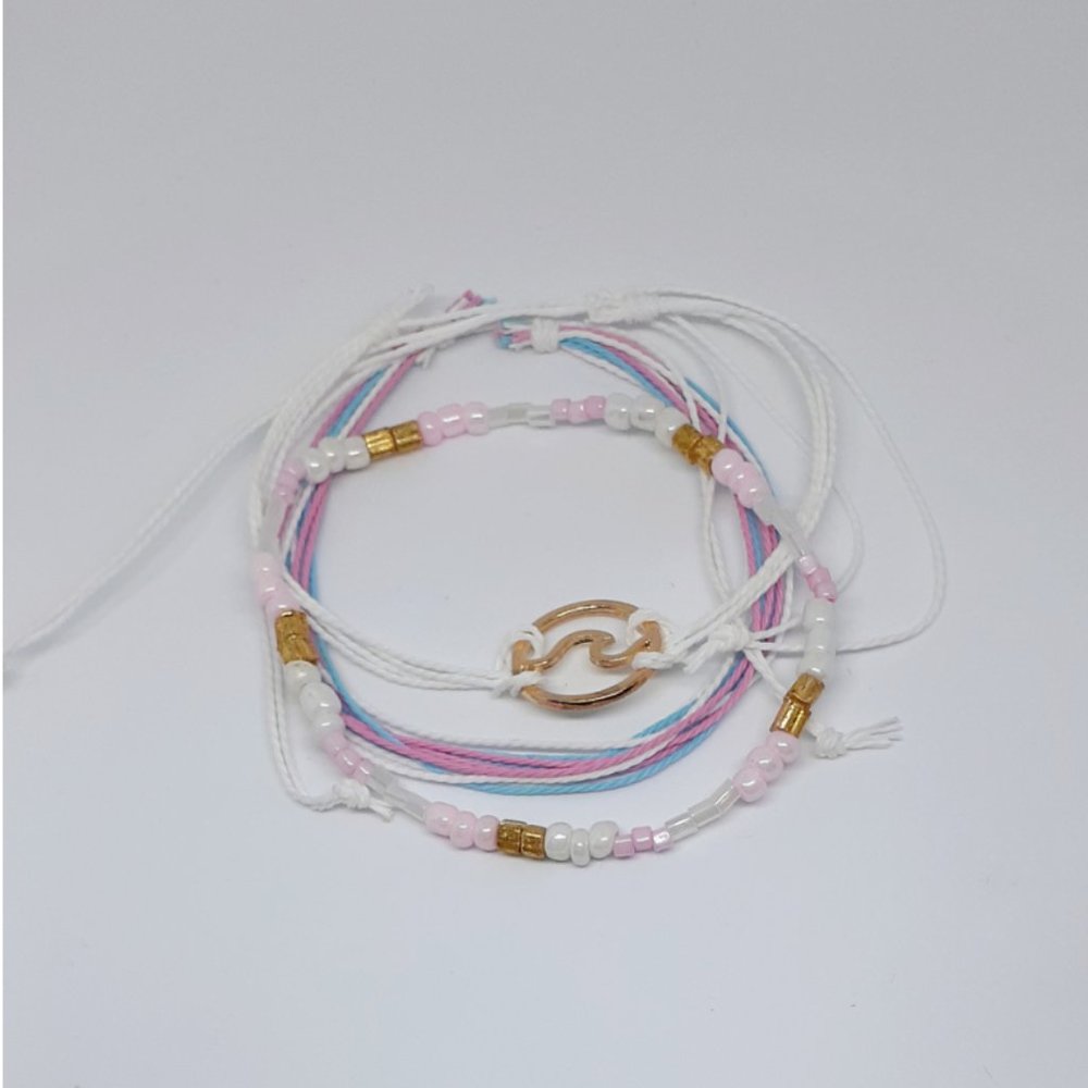 Beaded wave anklet set - Picture 2 of 2